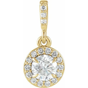 14K Gold Diamond Halo Pendant