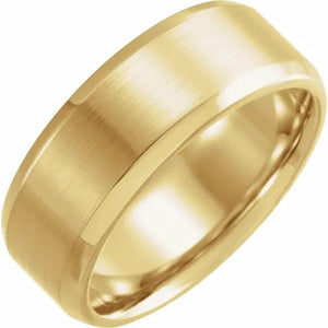 14K Gold Beveled Edge Band with Satin Finish