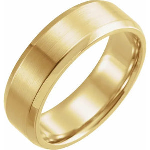 14K Gold Beveled Edge Band with Satin Finish