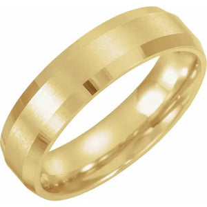 14K Gold Beveled Edge Band with Satin Finish