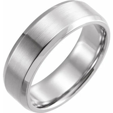 14K Gold Beveled Edge Band with Satin Finish