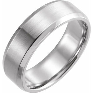 14K Gold Beveled Edge Band with Satin Finish