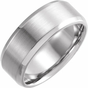 14K Gold Beveled Edge Band with Satin Finish