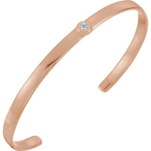 Load image into Gallery viewer, 14K  6&quot; Cuff Bracelet with 3mm Stone